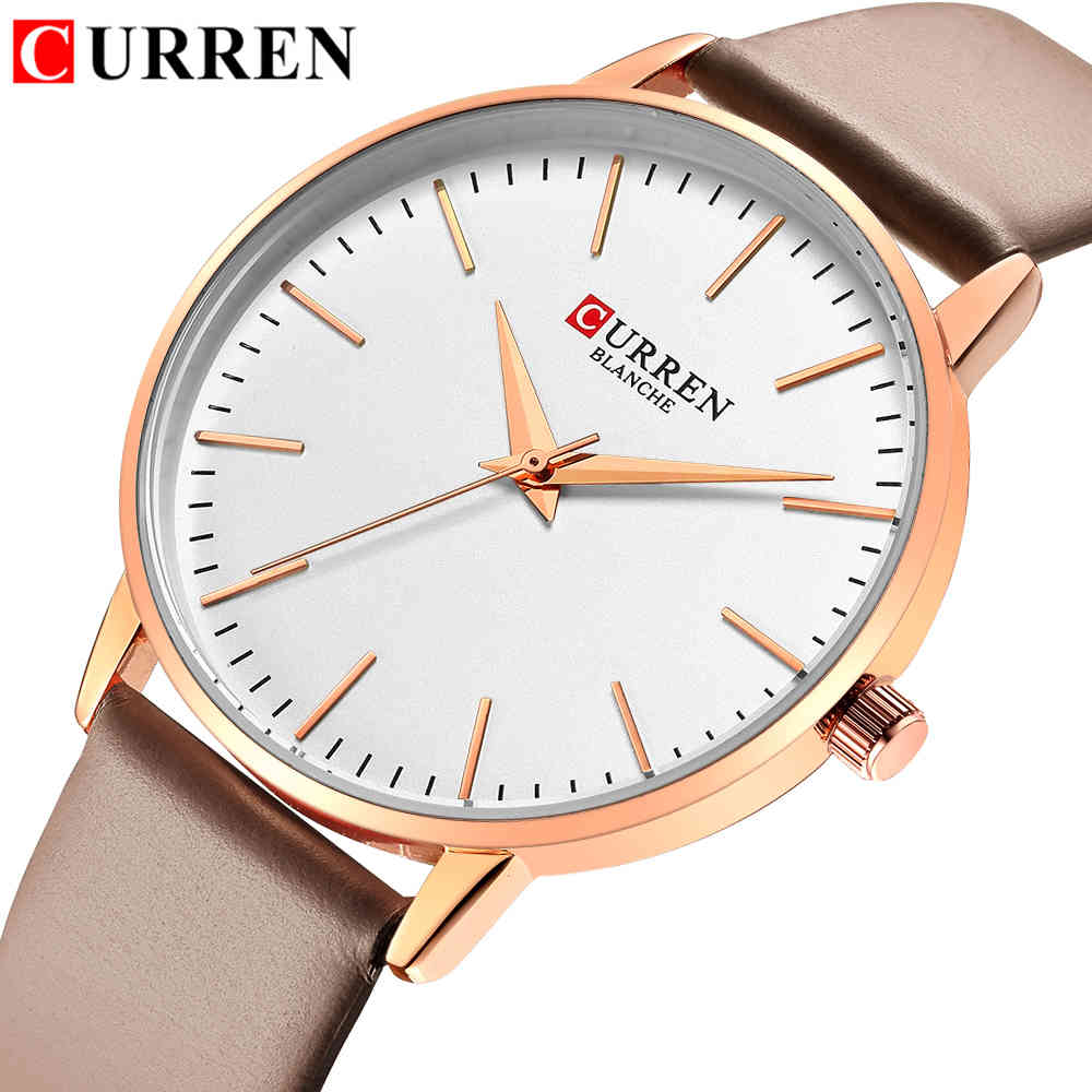 

Top Brand CURREN Women Watches Dial Ladies Japanese Brand quartz Wristwatch Waterproof Leather Strap Girl Clock Gift Reloj Mujer 210517, Pink