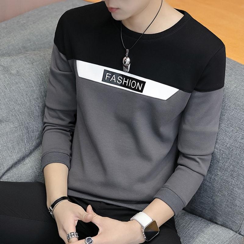 

Men's Sweaters T-shirt Color Matching Sweatshirt Slim Long Sleeve Top Black Red, White;black