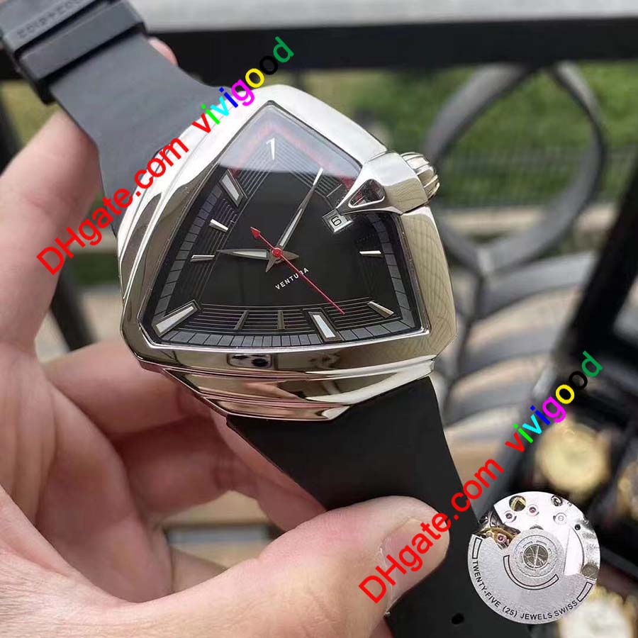 

Hight Quality 42mm Ventura Elvis80 Men's Automatic Watch H24551331 H24551131 H24551731 Steel Case Date Gents Sport Watches Black Rubber Strap, Slivery;brown