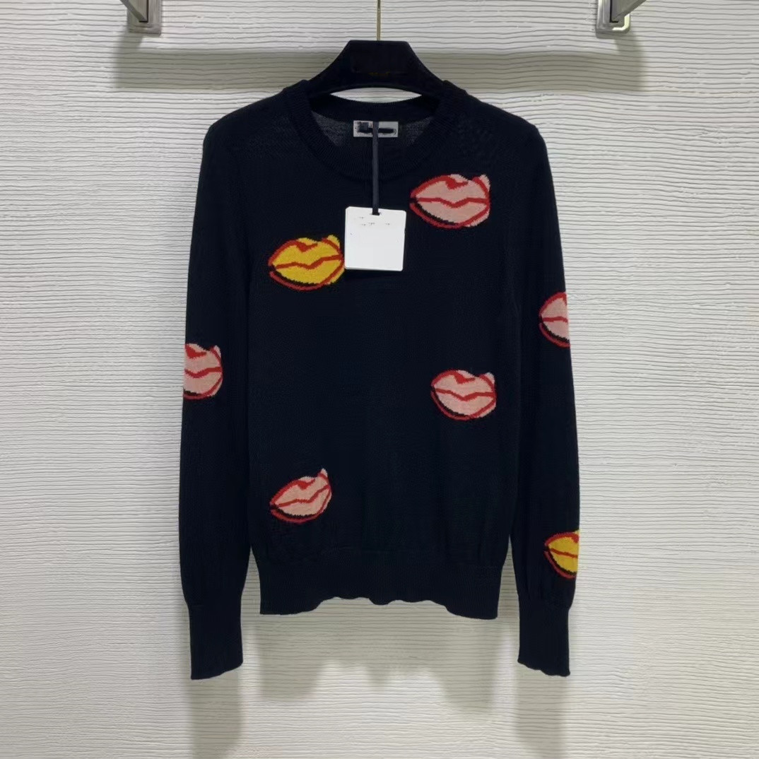 

Milan Runway Sweaters 2021 Autumn Long Sleeve O Neck High End Jacquard Pullovers Women' Designer Sweater 1113-1, White