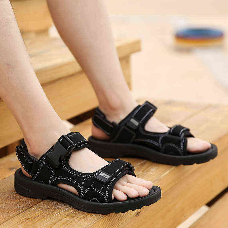 

multifunctional men's sandals, non slip beach shoes, buckle and magic label, black, summer novelty, 2022