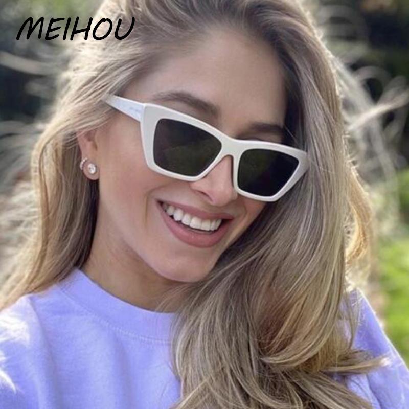

Outdoor Eyewear White Sexy Cat Eye Sunglasses Women Vintage Small Cateye For Ladies 80s 90S Trendy Stylish Glasses