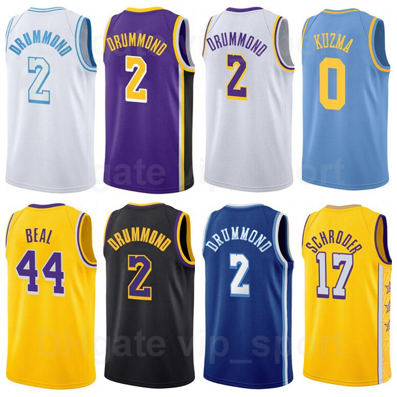 

Print Andre Drummond Basketball Jersey 2 Bradley Beal 44 Kyle Kuzma 0 Montrezl Harrell 15 Dennis Schroder 17 Team Size S to XXXL, Blue