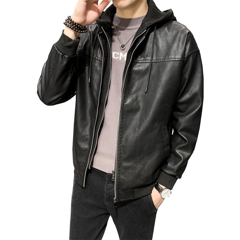 

Men's Leather & Faux Autumn And Winter High Quality Fashion PU Jacket Style Motorcycle Business Casual Jackets, Black