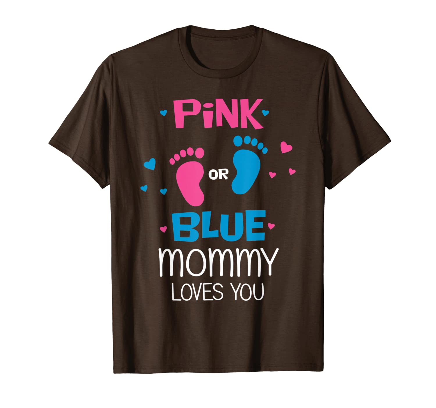 

pink or blue mommy loves you funny gender reveal party gift t-shirt, White;black