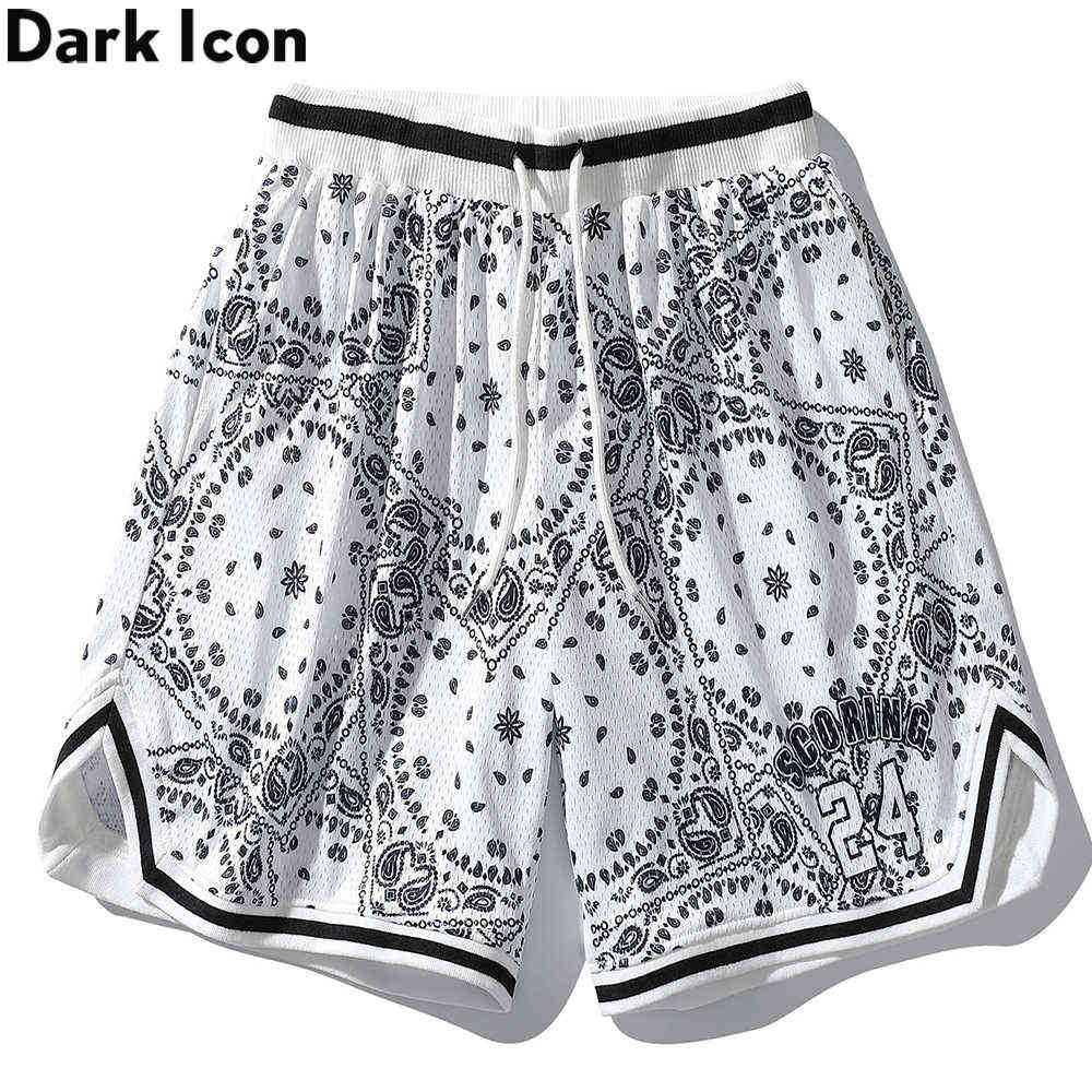 

Bandana High Street Men's Shorts Summer Jersey Breathable Material Basketball Shorts Man 210603, White