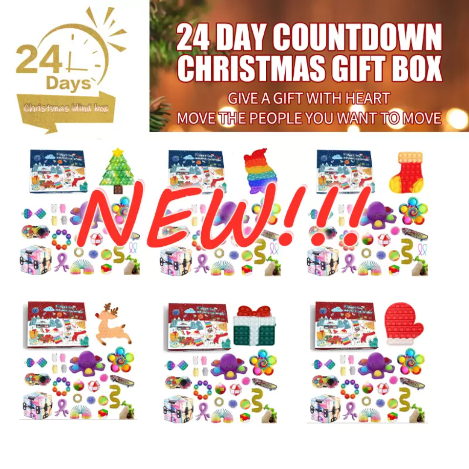 

NEW!!! 24pcs Fidget Toys Pack Mystery Box Advent Calendar Surprise Christmas Gift Box Antistress Simple Dimple Novelty Gifts