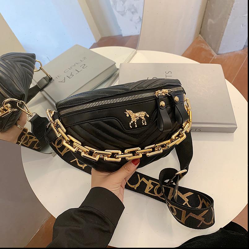 

wasit thick chain crossbody winter waist bags chest pack leather shoulder