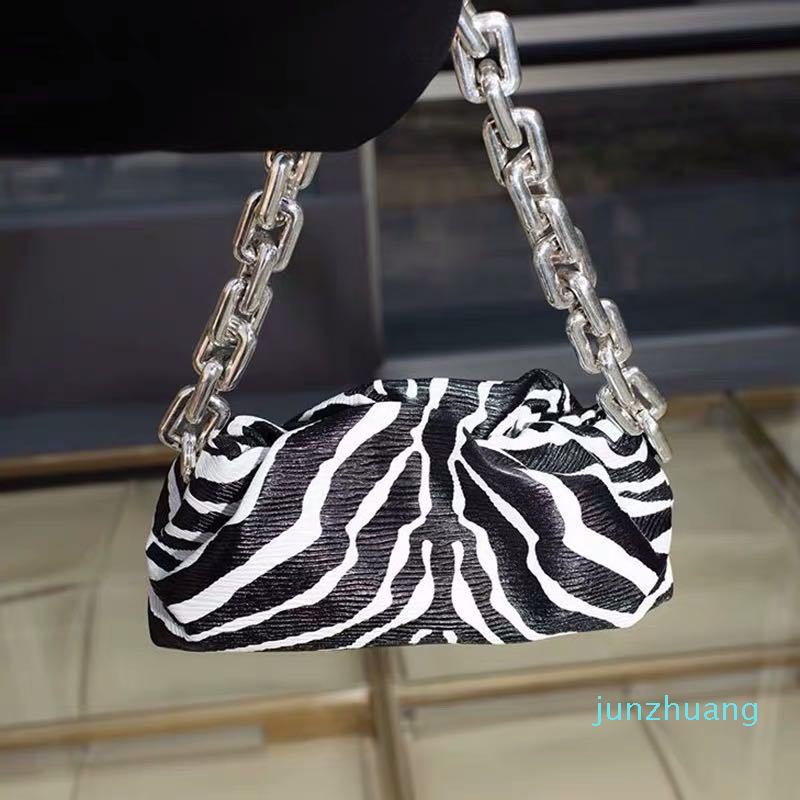 

Designer- Soft messenger bag Voluminous With Square Ring Chain Shoulder PU Strap lady Print Sling Bag Big Silver Fashion Handbags, Zebra