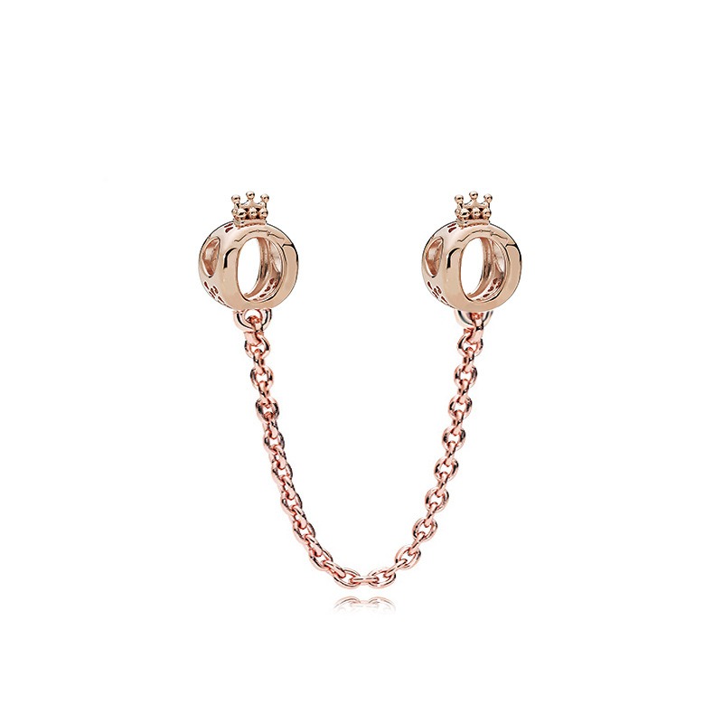 

Fit Sterling Silver Bracelet Rose Gold Crown Safety Chain European Stopper Clip Lock Charm Fits Pandora Bracelet Jewelry Findings Christmas Gift Xma