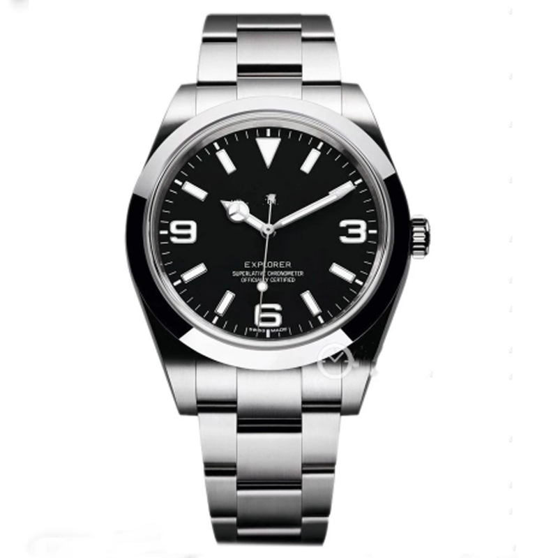 

WITH BOX waterproof New Automatic Mechanical Mens Sports Watch Waterproof Black White Number Sapphire Glass Watches Stainless Steel Explorer