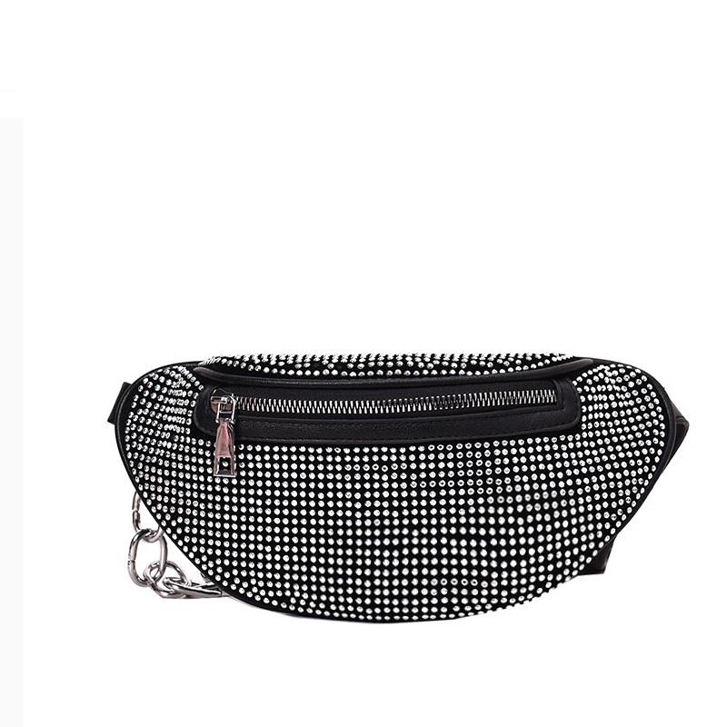 

Women's Waist Bag Diamonds Ladies Fanny Pack Fashion Chest Banana Rhinestone Chain Crossbody Shoulder Bags Belt #35