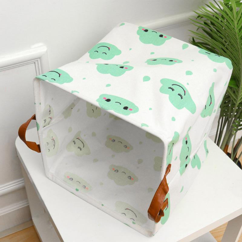 

Foldable Cotton Linen Sundries Container Cartoon Dirty Clothes Bucket Waterproof Laundry Hamper With Handle (Green Cloud) Bags