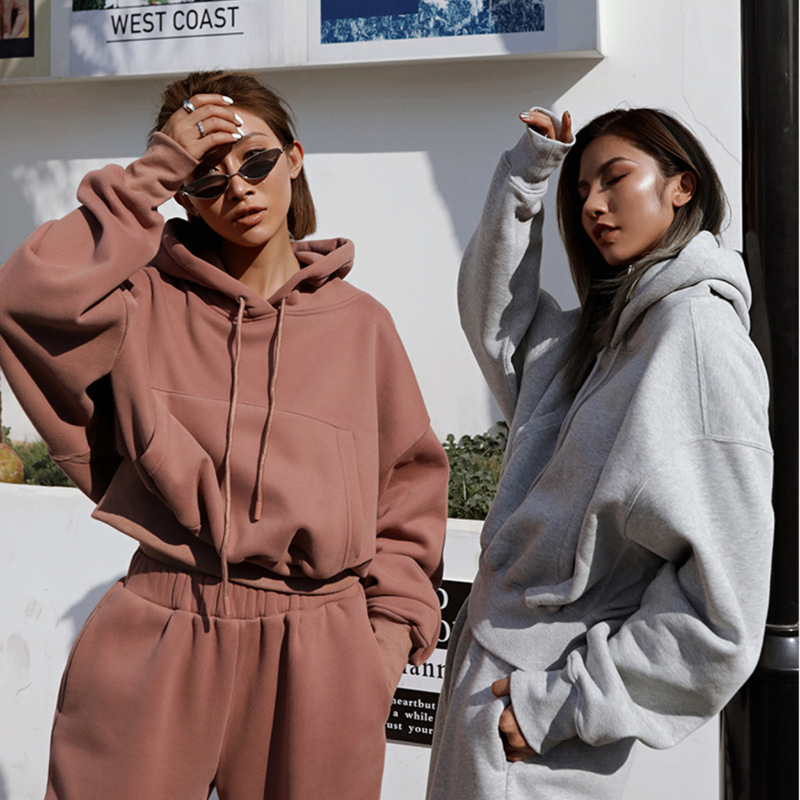 

2021 European and American Foreign Trade Autumn and Winter Women's New Casual Sweater Coat Sports Suit Women, Gray