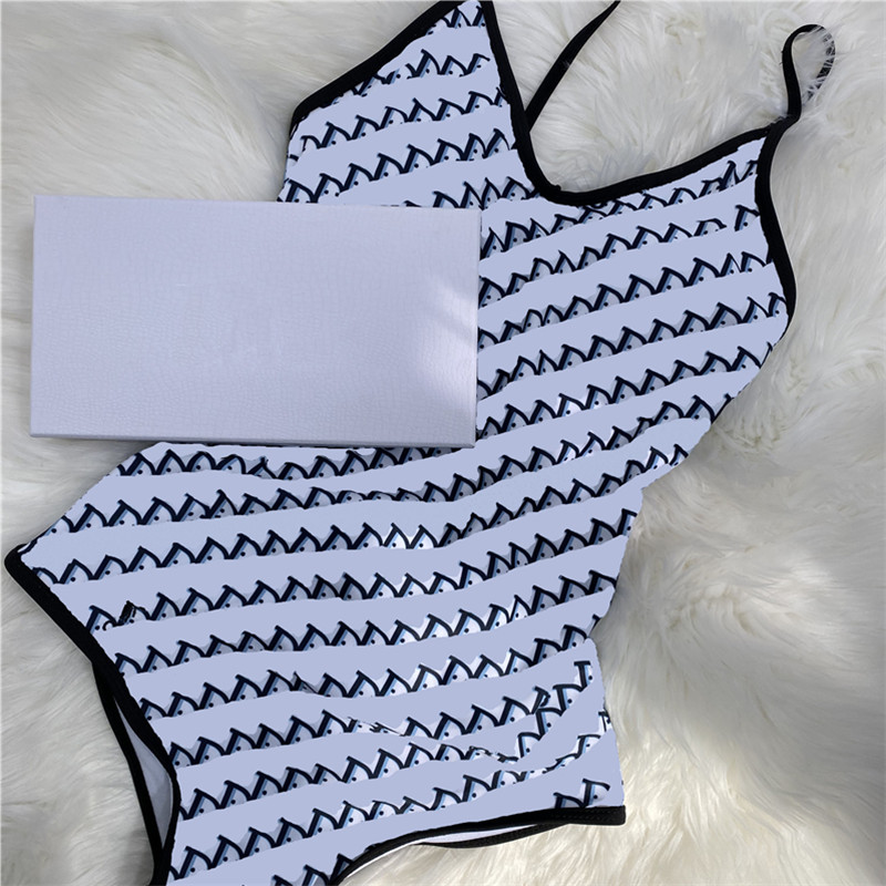 

Ladies Classic Letter Sexy Swimwear Fashion One Piece Swimsuit Triangle Backless Swimming Bikinis Europe America Style Bathing Suit
