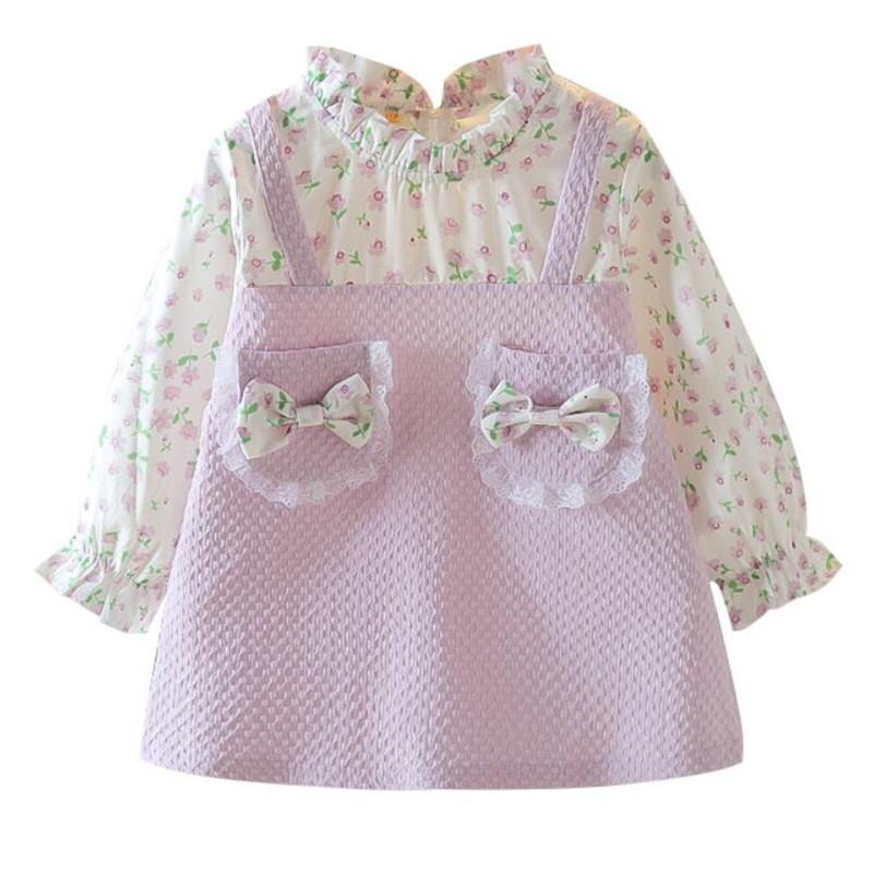 

Girl's Dresses Cute Lovely Baby Girls Fake Two Floral Dress 2022 Spring Autumn 1 2 3 Years Old Kids Toddler Child Clothing Sweet Y01, Red;yellow