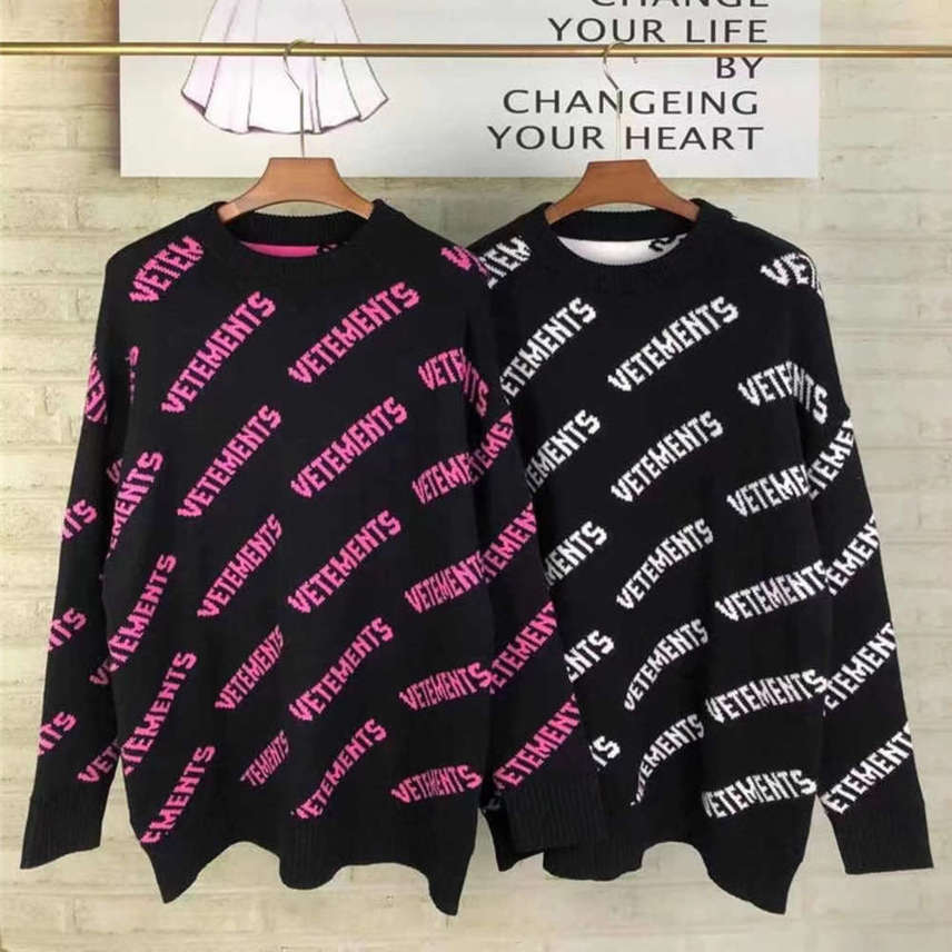 

Full Vetements Black Trui Sweatshirts Men Women Crewneck Vtm Hoodies Inner day Clothing