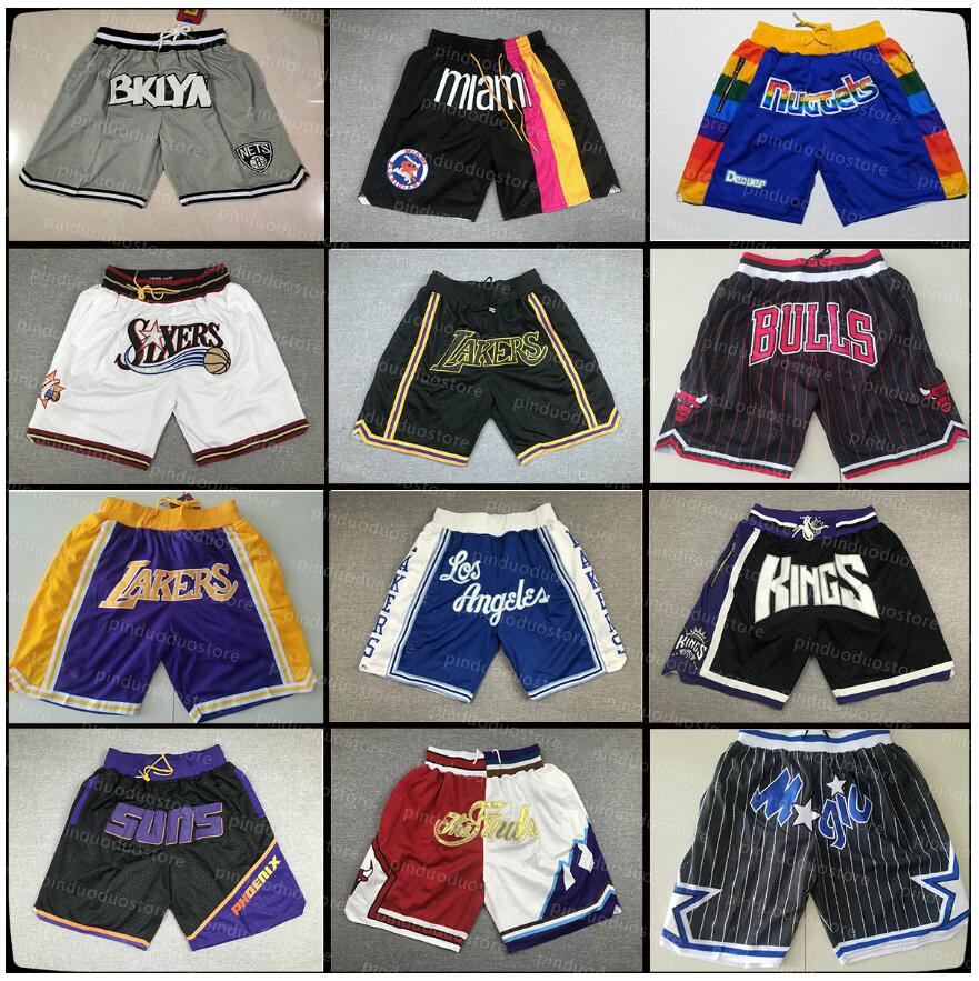 

Men Team Basketball Short Just Don Shorts Sport Wear With Pocket Zipper Sweatpants Pant Blue White Black Red Purple Stitched Size S-XXL 2021