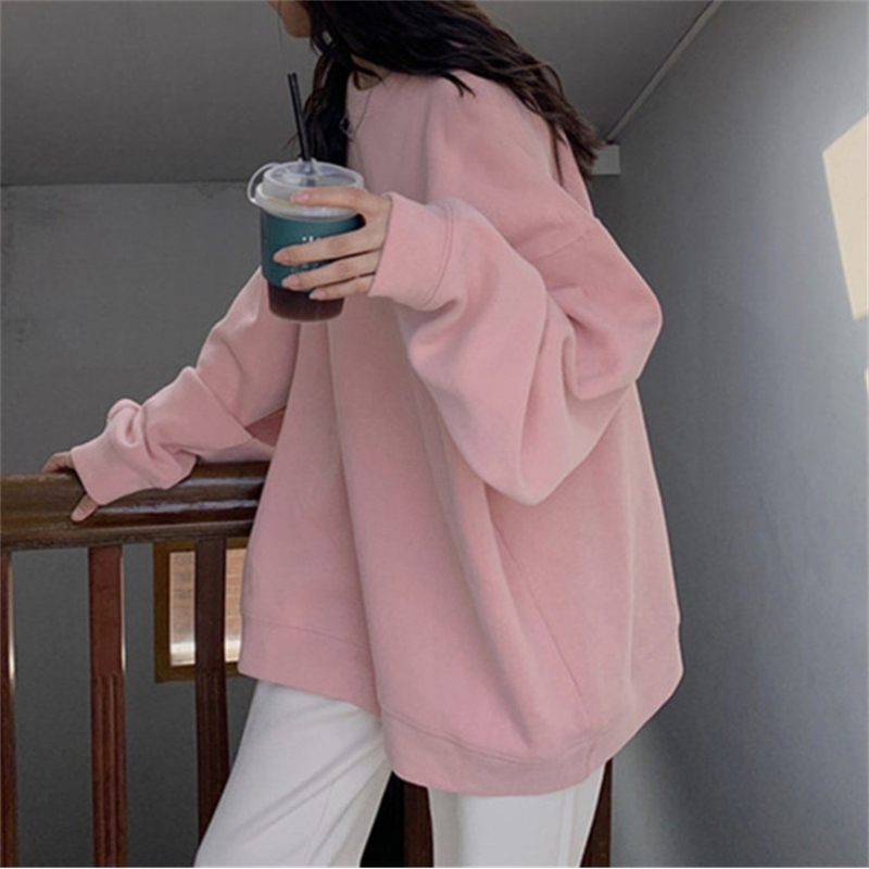 

Super fire CEC sweater women's spring and autumn Korean version waitmore hoodless thin coat ins fashion students loose clothes, Black
