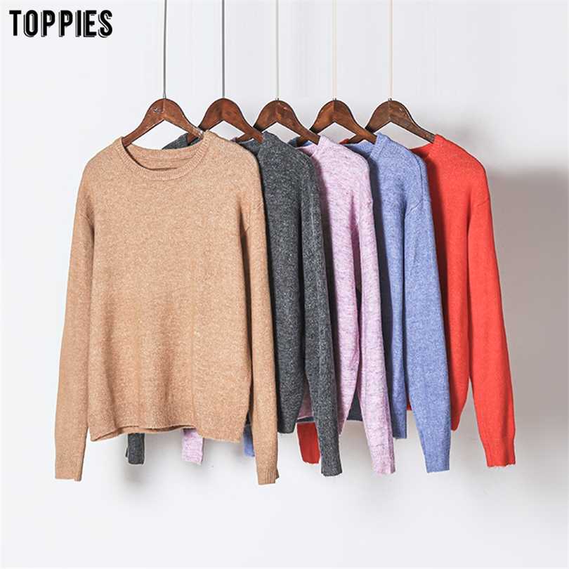 

toppies womens sweater autumn winter knitted tops round neck pullover Korean clothes 211018, Orange