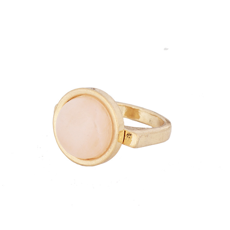 

Fashion gold Plated round natural stone white pink crystal ring geometry Rose Quartz ring for women jewelry