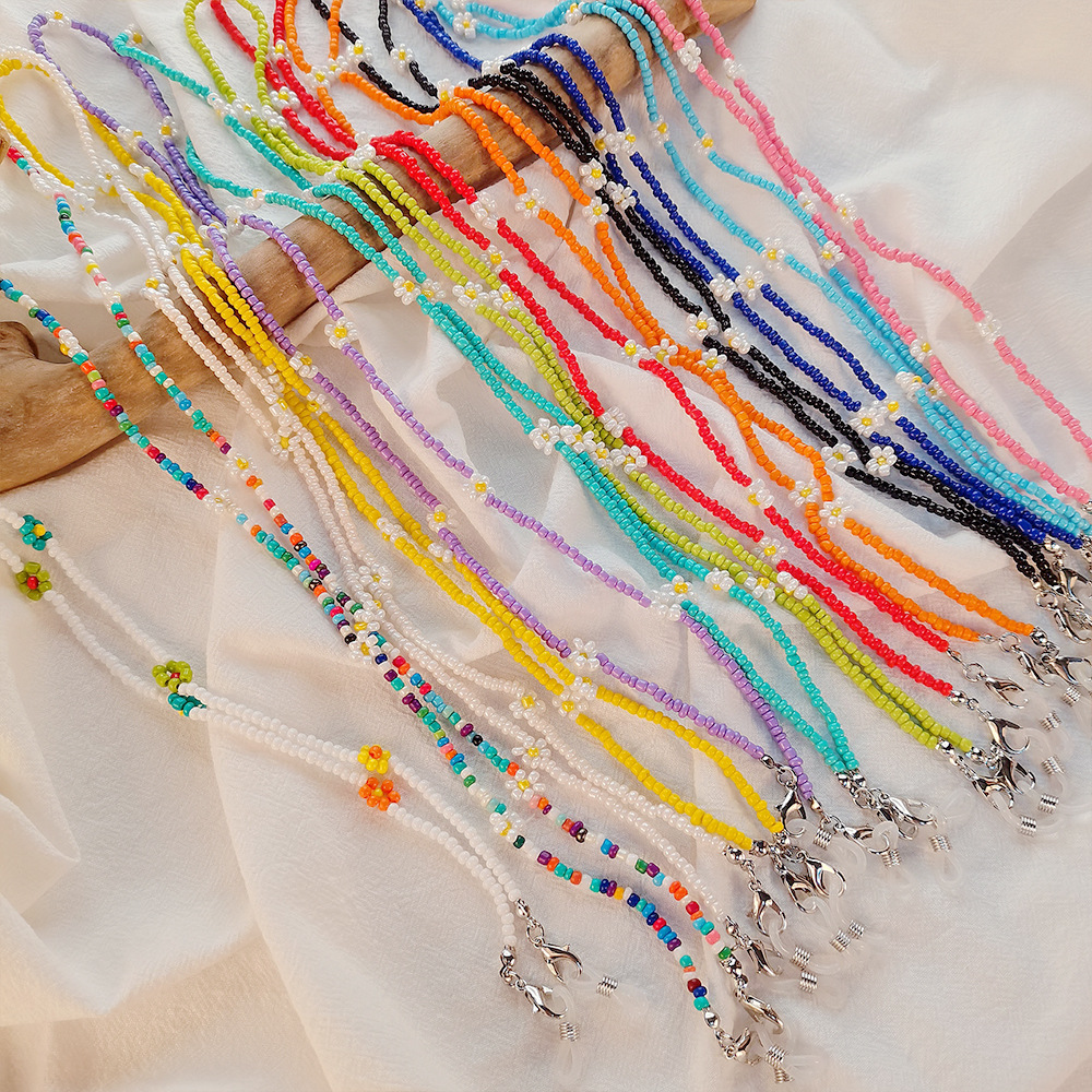 

Cute Flower Beads Chain Mask Lanyard Eye Glasses Anti-loss Ear Holder Rope Masks Hanging Rope Safety Chain Holder Face Mask Straps Hang On Neck, 11-royal blue