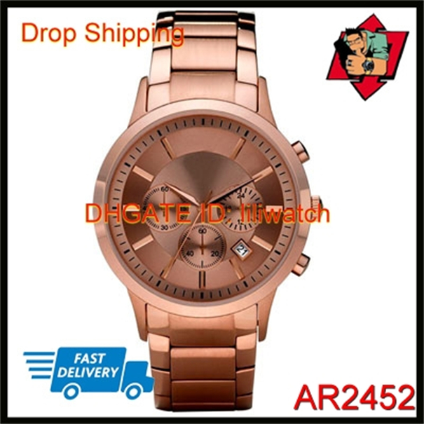 

100% JAPAN MOVEMENT DROPSHIP Men's Classic Matal Chronograph Watch AR2452 AR2453 AR2454