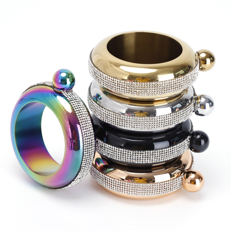 

3.5oz Creative Hip Flask Bracelet For Women Girls Party Hidden Flasks Set 304 Stainless Steel Diamond Wine Alcohol Liquor Bridesmaid Gift