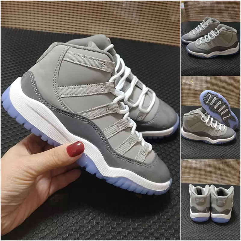 

Kids 11 Jumpman 11s Cool Grey Basketball Shoes Space Jam Bred Concord 72-10 Children Boy Girl Sneakers Toddlers Birthday Gift, 12