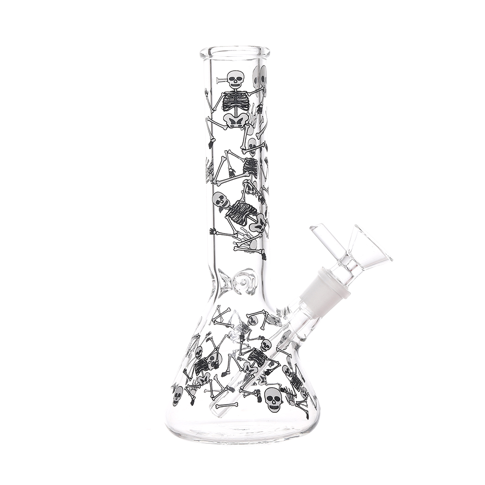 

8 Inch Skeleton Beaker Base Glass Bong Glow in Dark Water Pipe Hookahs