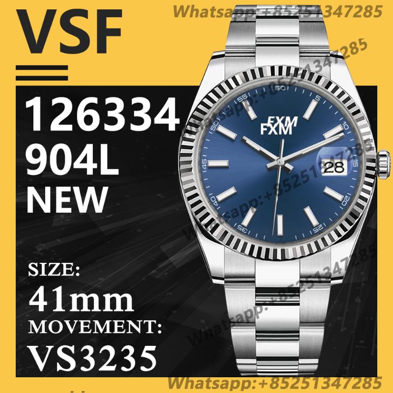 

Wristwatches Men's Automatic Mechanical Top Luxury Watch DateJust 41MM 126334 VSF 1:1 Edition 904L Super Clone VS3235, Brown