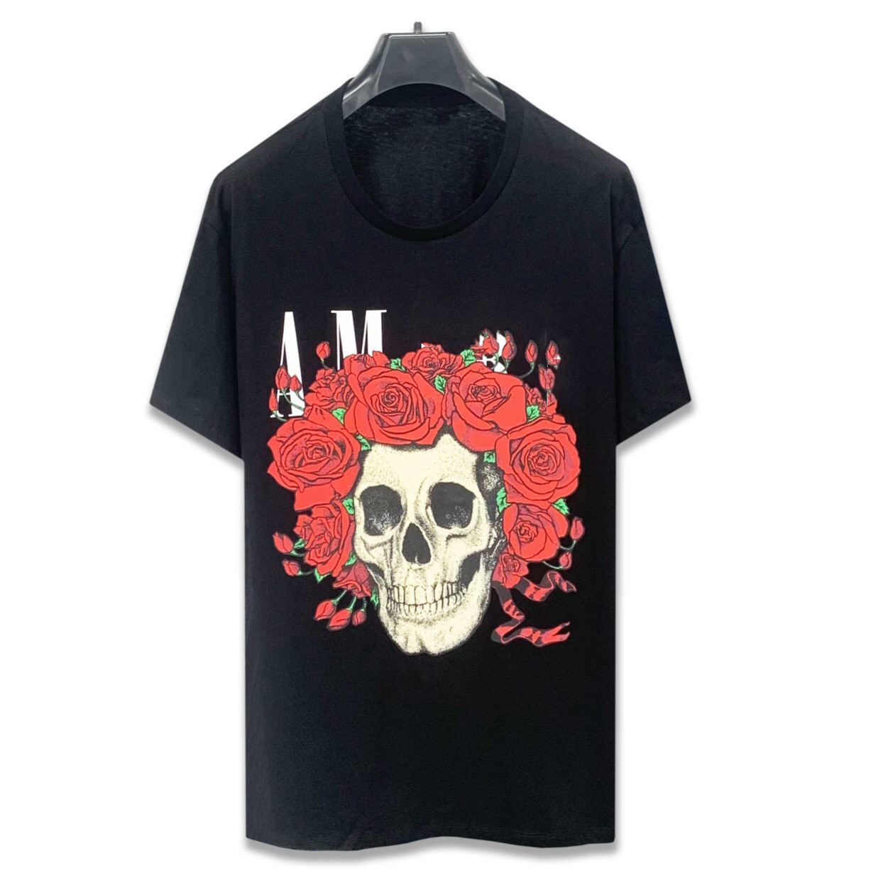 

Mens T Shirts women short sleeves OS size Rose skull print High quality summer fashion Pure color Clothing Luxurys Designers Men shirt, White;black