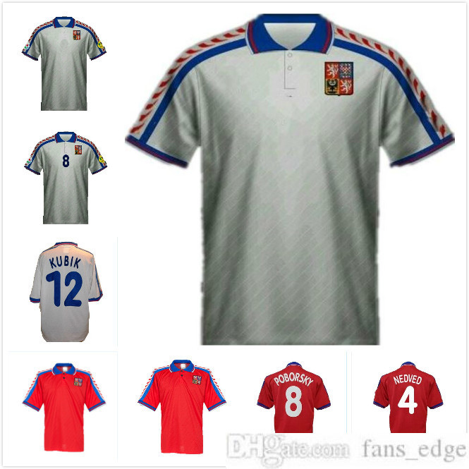 

1996 Czech Republic retro soccer jersey 96 97 NEDVED Poborsky Berger vintage classic football shirt