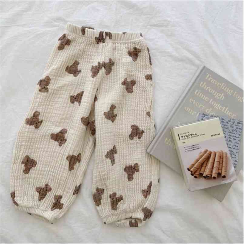 

Summer children's printed cute cotton casual pants mosquito repellent baby 210702, Beige