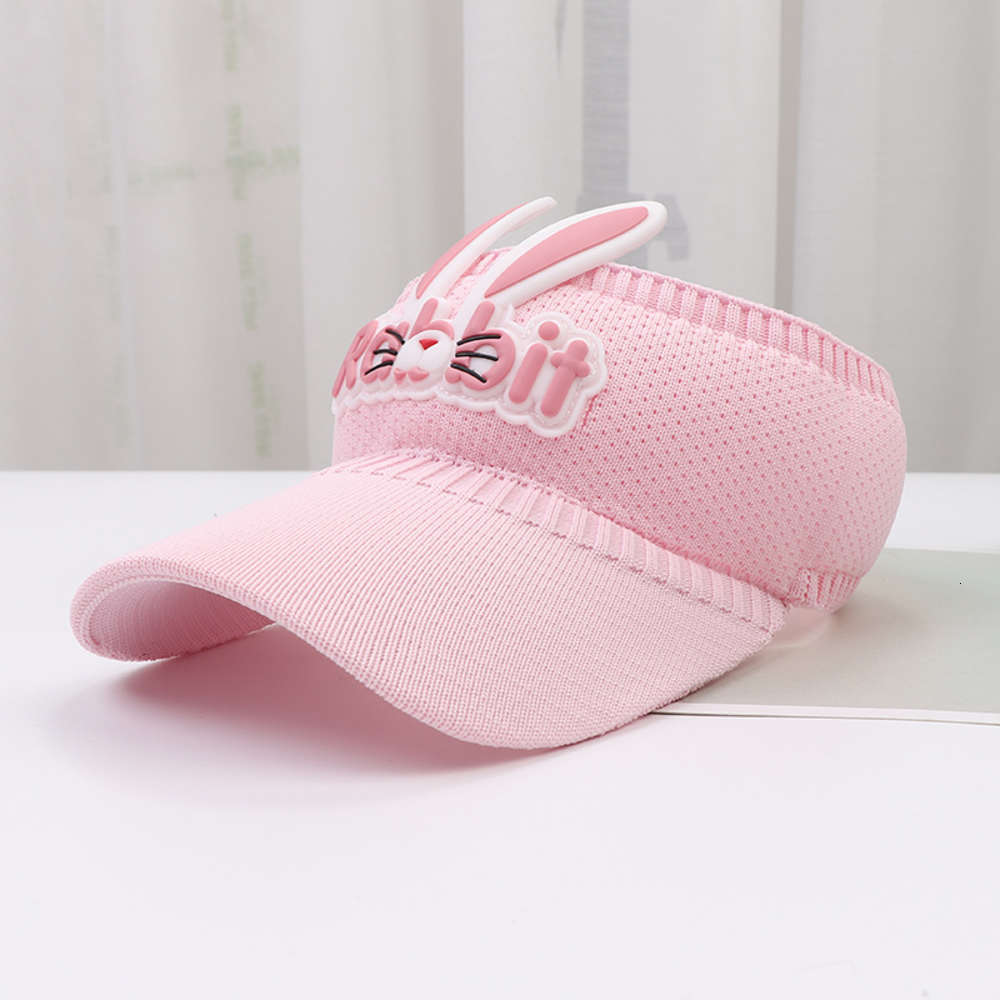 

Summer children's knitting big edge sports sunshade sunproof empty hat cartoon rabbit no top sun, Yellow