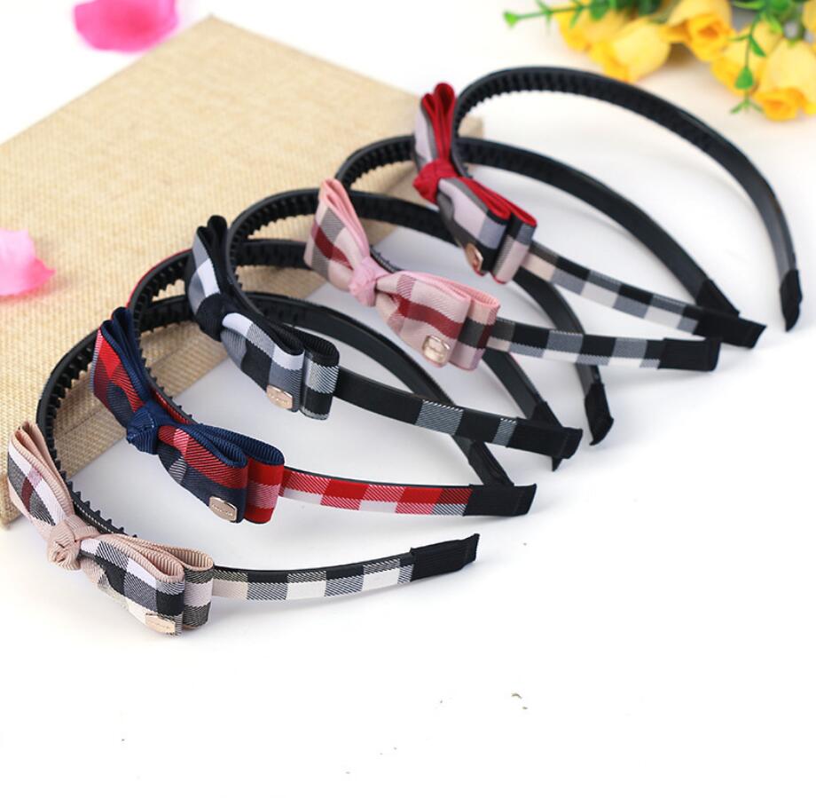 

2021ss Classic Designer 5 styles Fashion Double-deck Bowknot Headbands Women Check Printing Hairband Girl Cloth Fabric Hairclasp Hair Accessories