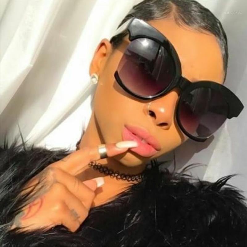 

Sunglasses Oversized Brand Design Classic Women Vintage Black Half Frame Shades Gradient Female Oculos UV400