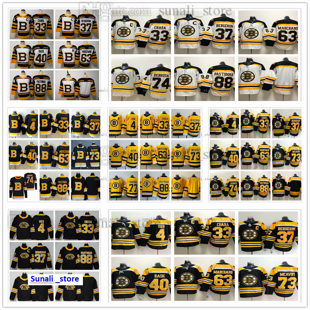 

2021-2022 Ice Hockey 37 Patrice Bergeron Jersey 63 Brad Marchand 73 Charlie McAvoy 74 Jake DeBrusk 88 David Pastrnak 40 Tuukka Rask 33 Zdeno Chara 4 Bobby Orr Finals, Black