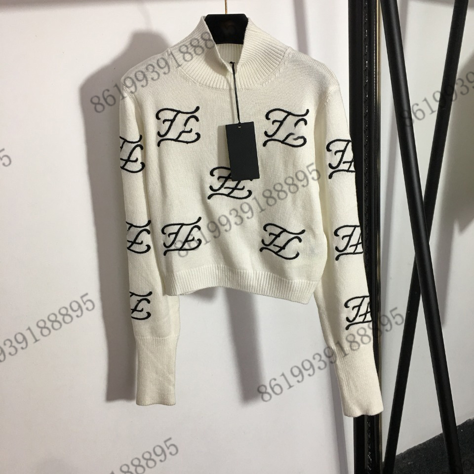 

white 22SS luxury high collar Cardigan short sweaters Womens Leather & Faux Leather women' coat designer sweater knitted female sweatersshirts SML christmasjacket, 01