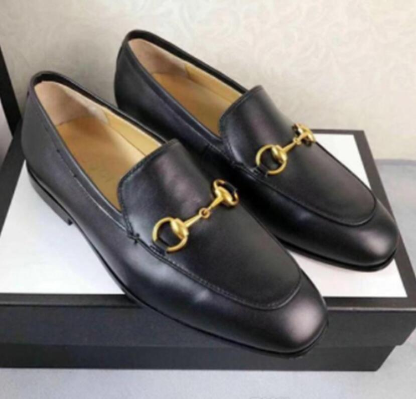 

Brand Jordaan black ladies casual shoes leather loafers Horsebit l oafers luxury classic men's moccasins 6DF36-45