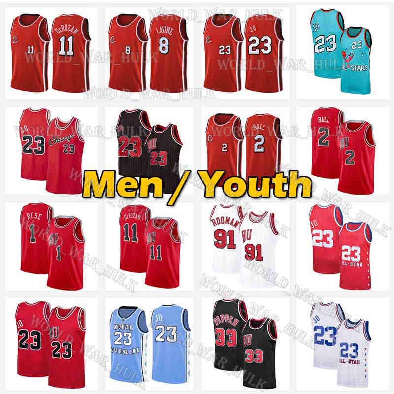 

75th 2 Lonzo Ball Anniversary 11 8 DeMar Derozan Zach LaVine Jersey Basketball 23 Michael Derrick Chicago''Bulls''Rose Scottie Dennis Pippen 91 Rodman Throwback