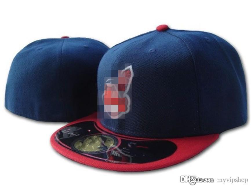 

2021 New Base Cleveland Sized Fitted Hats On Field Baseball Caps Adult Flat Visor Hip Hop Navy Blue Color Fitted Cap For Men and Women, Vip-03