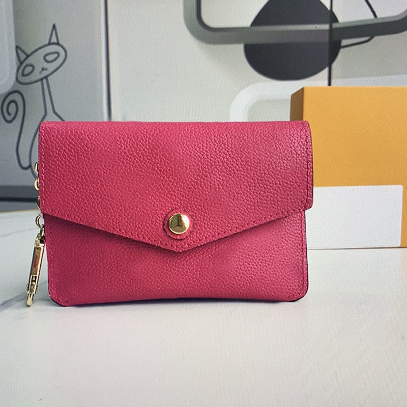 

M60633 Key Case Men Short Wallets Classic Embossing Leather Women Hasp Coin Purse carry around Keychain Clutch Bags, Red embossing