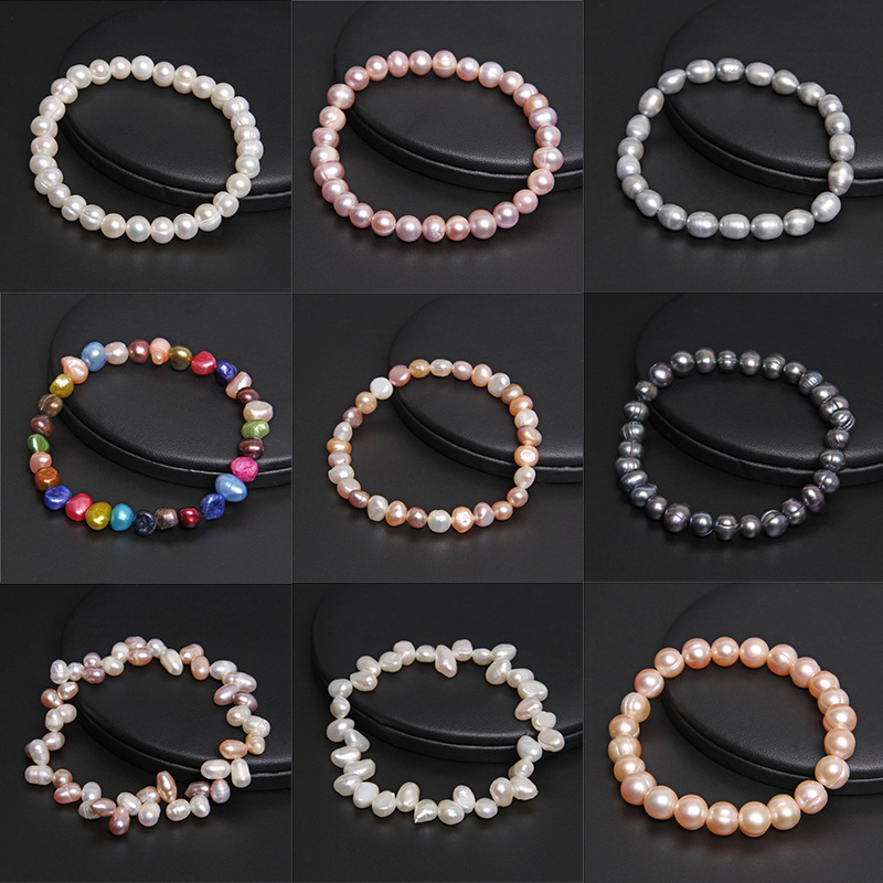 

Real Natural Pearl Bangles Baroque Freshwater Pearls Bracelet Elastic Beaded Chain for Women Men Fine Jewelry Wedding Gifts