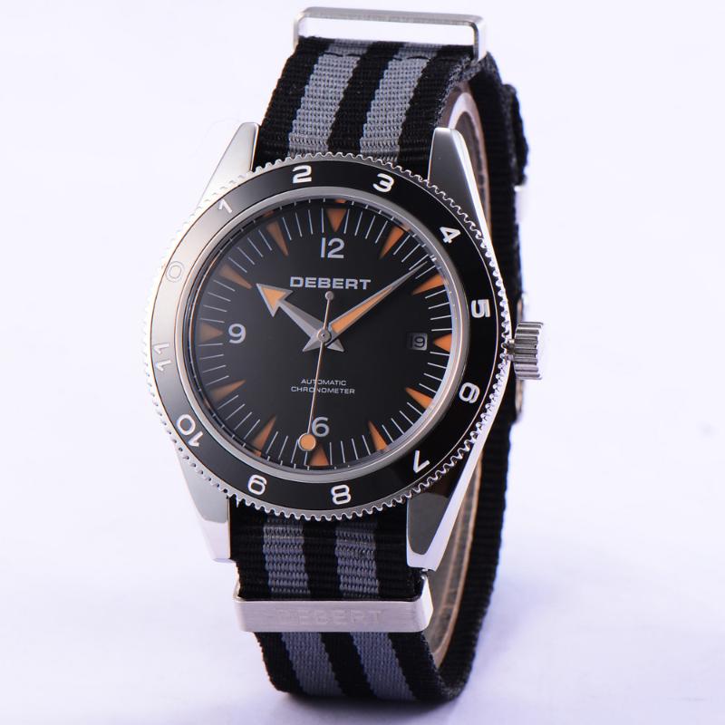 

Wristwatches 41mm Relogio Masculino Debert Sapphire Glass Black Dial Rotatable Ceramic Bezel Watch Men Miyota 821A Automatic Movement, As pic
