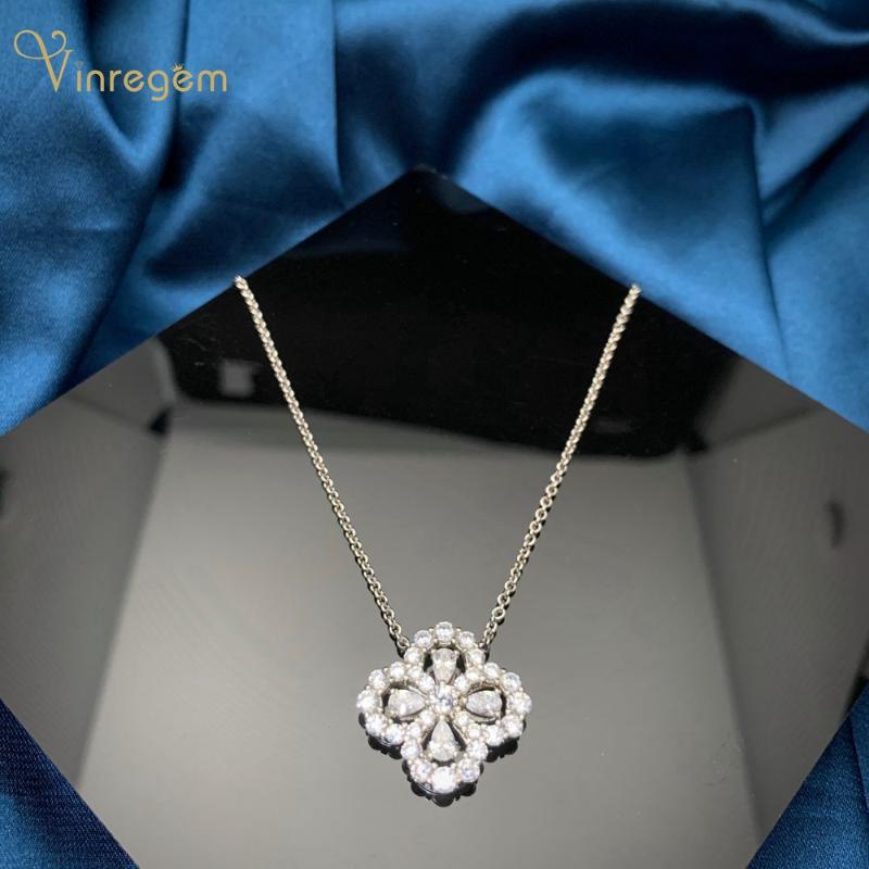 

Other Vinregem 925 Sterling Silver Four Clover Created Moissanite Diamonds Wedding Creative Romantic Pendant Necklace Fine Jewelry