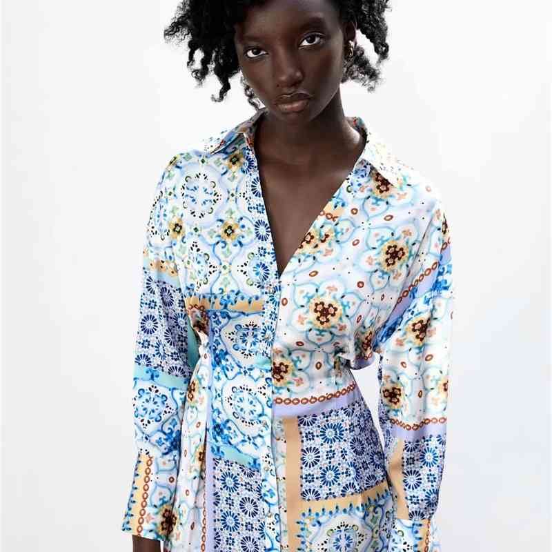 

Za summer patchwork shirt print dress for women 03376467330 3376467, Color