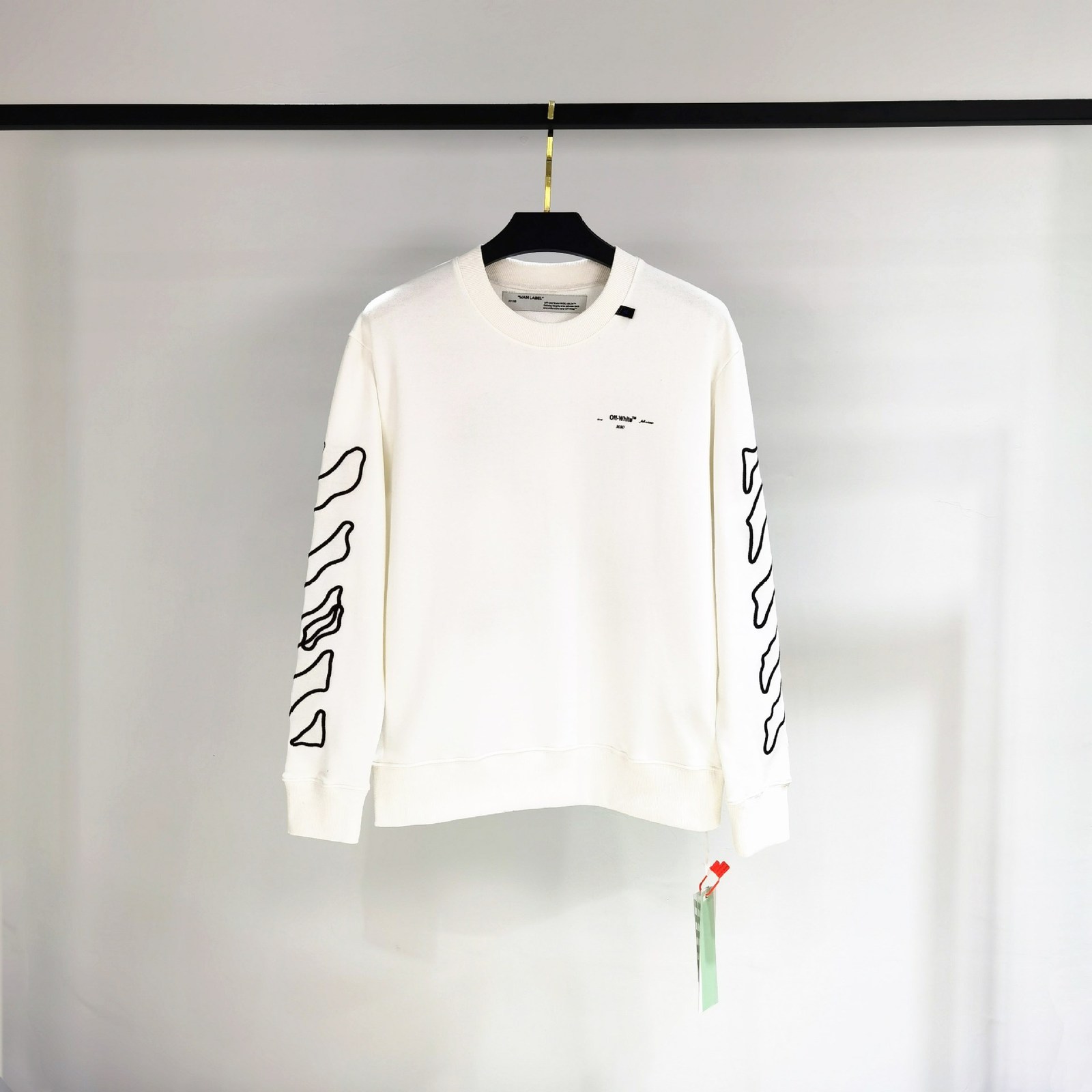 

Men's Hoodies 2021 Autumn Off Winter White Back Curve Classic Arrstyle Crew Neck Loose and Wo Sweater N5nr, Black