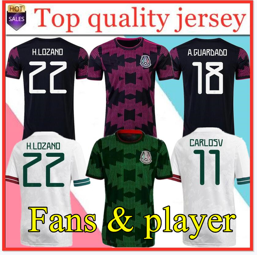 

Fans Player version Mexico soccer jerseys Copa america Camisetas 20 21 CHICHARITO LOZANO DOS GUARDADO 2021 football shirts Men + Kids sets kit