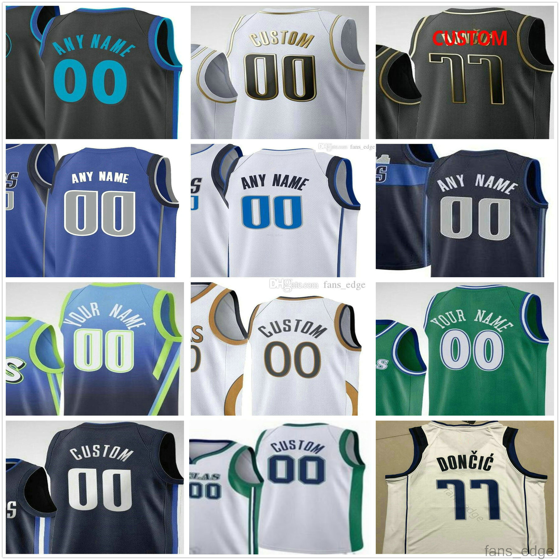 

2021 City 75th 2022 Edition Custom Printed Luka Kristaps 6 Porzingis Doncic 77 Tim 11 Hardaway Jr. Brunson Reggie Bullock Marjanovic Men Woman Kids Basketball Jerseys, As picture
